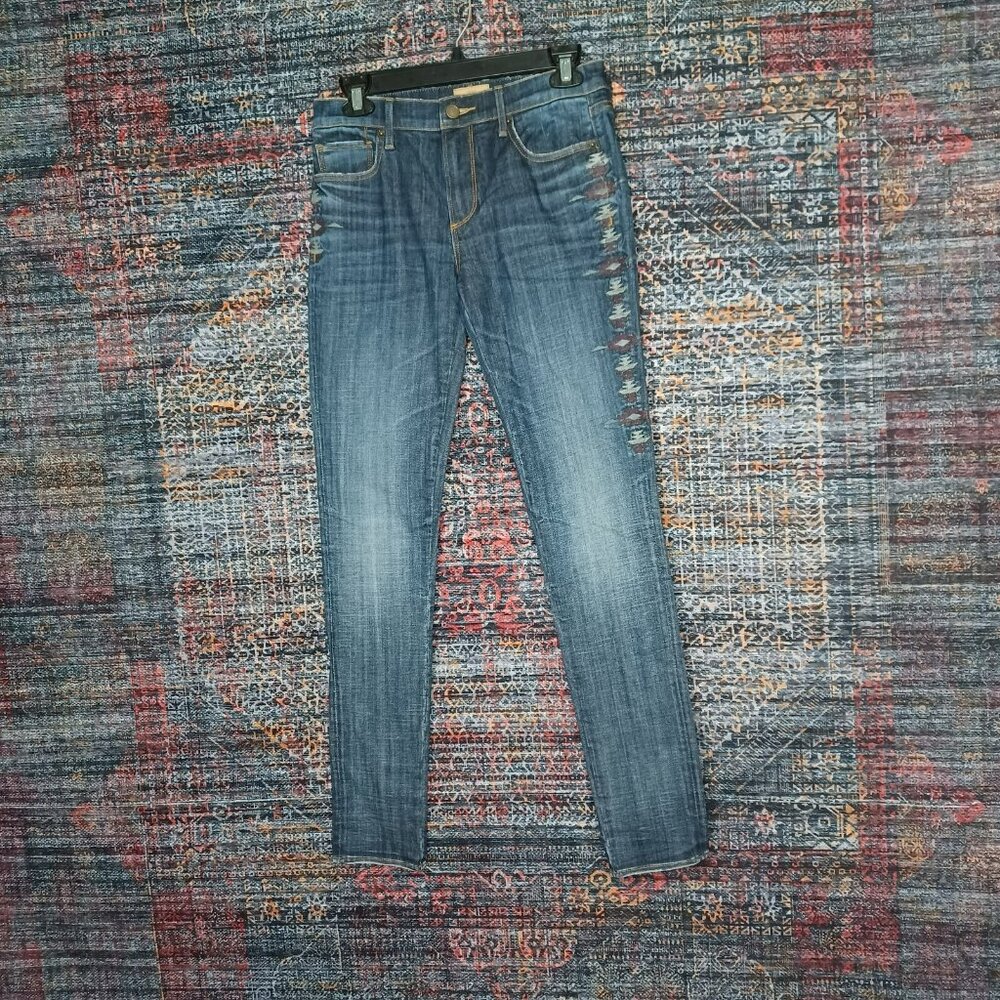 driftWood womens dark wash Jackie stretch embroidered Navajo skinny 26x31 NWOT - Picture 2 of 10